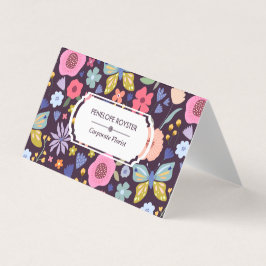 Tarjeta De Visita Floral Pattern Dark Plum & Mauve Business Card