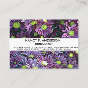 Tarjeta De Visita Floral personalizada de Boho negro y púrpura