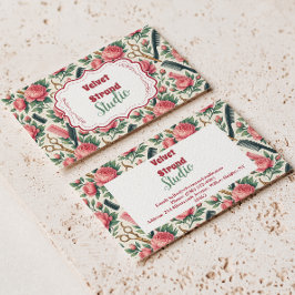 Tarjeta De Visita Floral Pink Green Hair Stylist Business