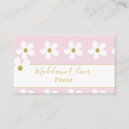 Tarjeta De Visita Floral Pink White Daisy Florisy Profesional