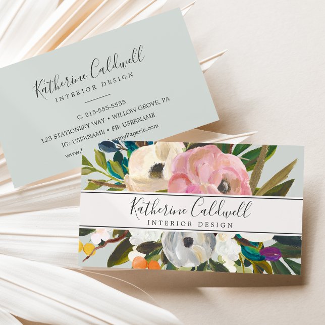 Tarjeta de visita floral pintada (Subido por el creador)