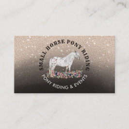 Tarjeta De Visita Floral Pony Equestrian Trainer Horse negro