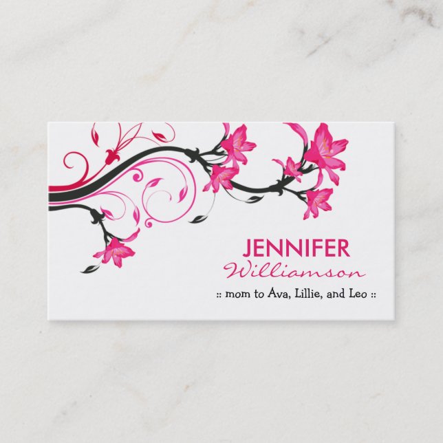 Tarjeta de visita floral preciosa de la mamá:: (Anverso)
