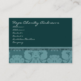 Tarjeta De Visita Floral profunda de Aqua Damask -