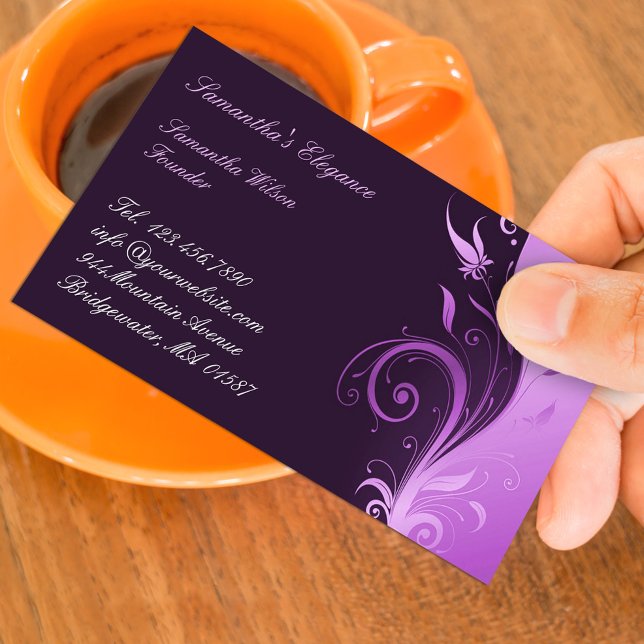 Tarjeta de visita Floral Purple (Subido por el creador)