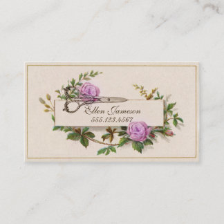 Tarjeta De Visita floral púrpura del estilista elegante elegante del