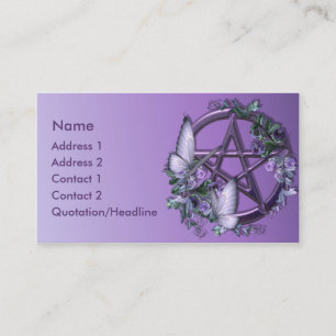 Tarjeta de visita floral púrpura del Pentagram de