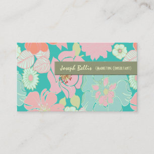 Tarjeta de visita, floral retro