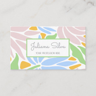 Tarjeta De Visita Floral retro colorida con QR
