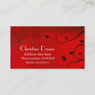 Tarjeta de visita floral roja