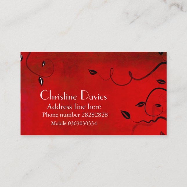 Tarjeta de visita floral roja (Anverso)