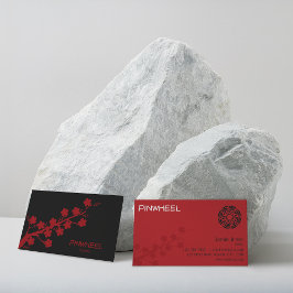 Tarjeta De Visita Floral roja audaz