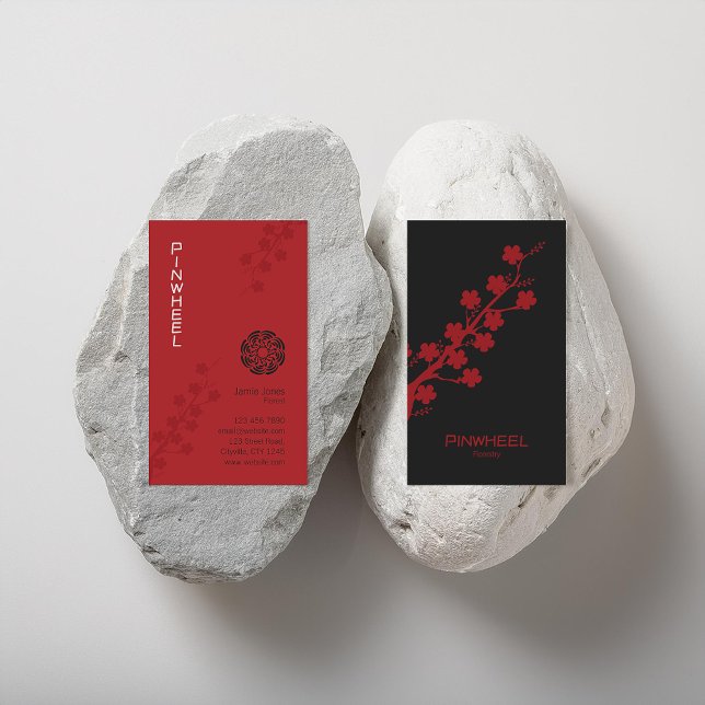 Tarjeta De Visita Floral roja audaz (Subido por el creador)