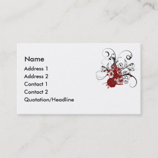 Tarjeta de visita floral roja del remolino del