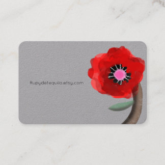 Tarjeta de visita floral roja y rosa Asia Love