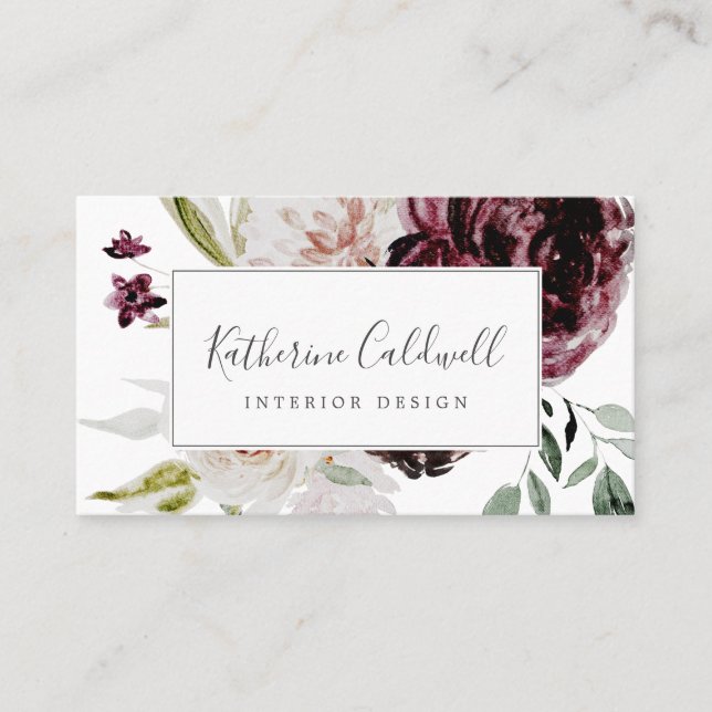 Tarjeta de visita Floral Romance (Anverso)