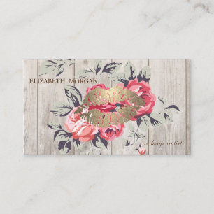 Tarjeta De Visita Floral Romántica Profesional, Labios, Textura Made