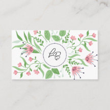 Tarjeta de visita floral rosa