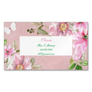 tarjeta de visita floral rosa