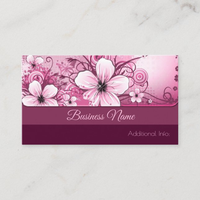 Tarjeta de visita floral rosa (Anverso)