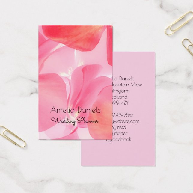 Tarjeta de visita floral rosa de bonito (Oficina)