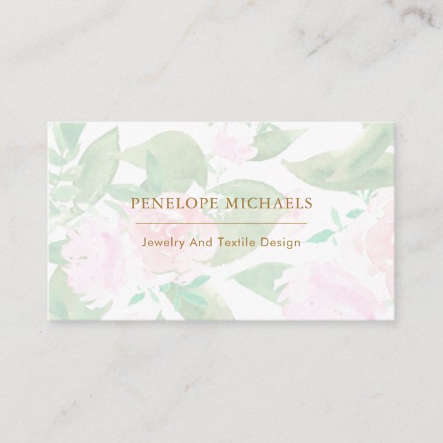 Tarjeta de visita floral rosa de bonito (Anverso)