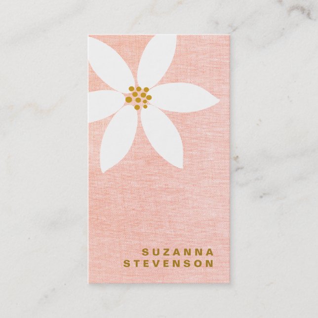 Tarjeta De Visita Floral rosa de margarita blanca suave (Anverso)