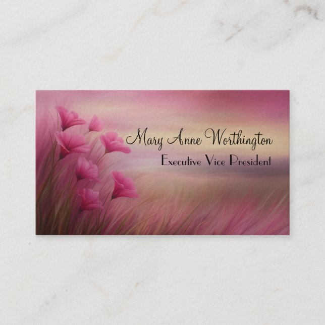 Tarjeta De Visita Floral Rosa Floral Elegante Profesional Pacífico (Anverso)