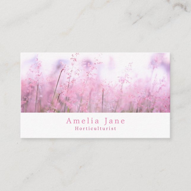 Tarjeta De Visita Floral rosa, jardinero, horticulturista (Anverso)