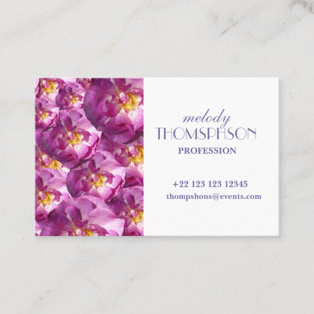 Tarjeta de visita floral rosa Roses (Anverso)