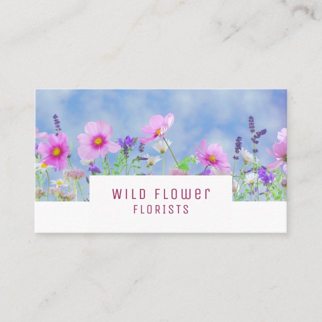 Tarjeta De Visita Floral rosa salvaje, floristería (Anverso)