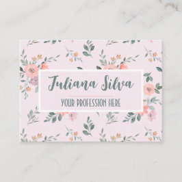 Tarjeta De Visita Floral rosa y crema