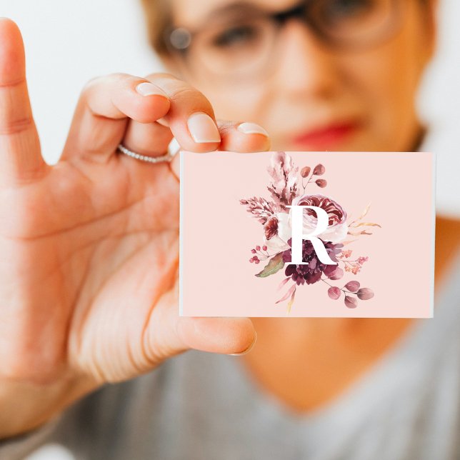 Tarjeta De Visita Floral rosa y roja pastel moderno con inicio (Subido por el creador)