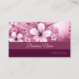 Tarjeta de visita floral rosada