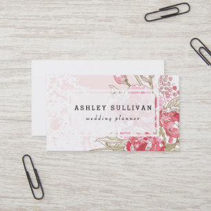 Tarjeta de visita floral rosada de los Peonies el