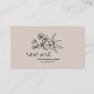 Tarjeta de visita floral Rubor rosa moderna