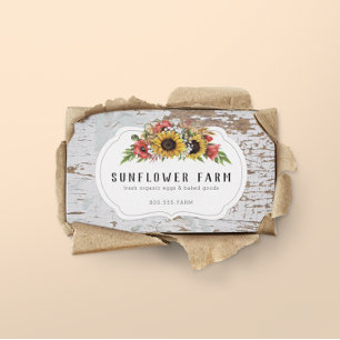 Tarjeta De Visita Floral rústica de cultivo de madera de Chippy