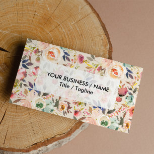 Tarjeta De Visita Floral rústica de marfil marrón marrón vintage