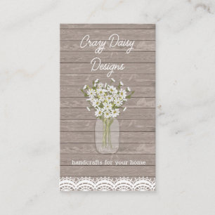 Tarjeta De Visita Floral Rustica Mason Jar Wood