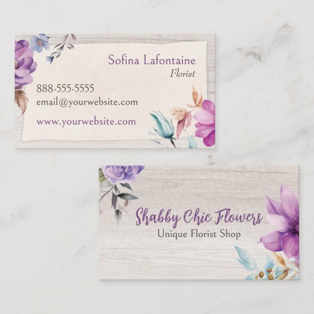 Tarjeta de visita floral Shabby Chic Flowers (Anverso / Reverso)