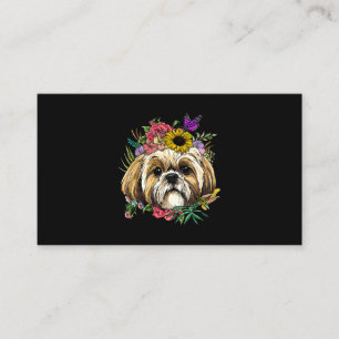 Tarjeta De Visita Floral Shih Tzu Perro Primavera Natural Shih Tzu A