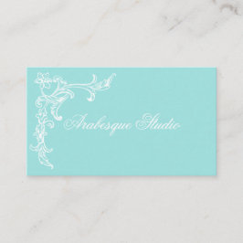 Tarjeta De Visita Floral sofisticada azul y blanca elegante