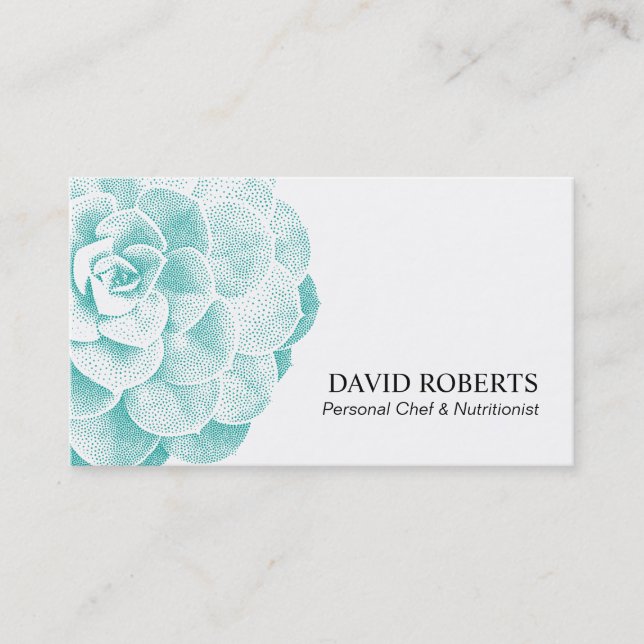 Tarjeta De Visita Floral suculento personal del cocinero y del (Anverso)