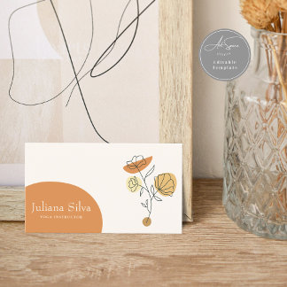 Tarjeta De Visita Floral Terracotta Minimalist Business Card