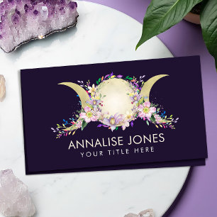 Tarjeta De Visita Floral Triple Luna - Triple Diosa
