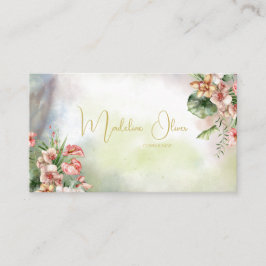 Tarjeta De Visita Floral Tropical Botánico Elegante Moderno