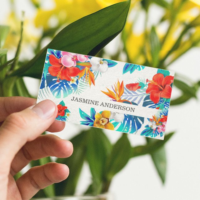 Tarjeta De Visita Floral tropical vibrante (Subido por el creador)