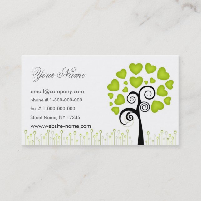 Tarjeta de visita floral verde (Anverso)