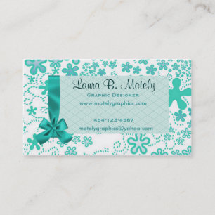 Tarjeta de visita floral verde azulada de la