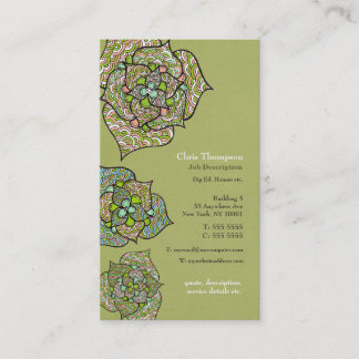 Tarjeta de visita floral verde de los servicios